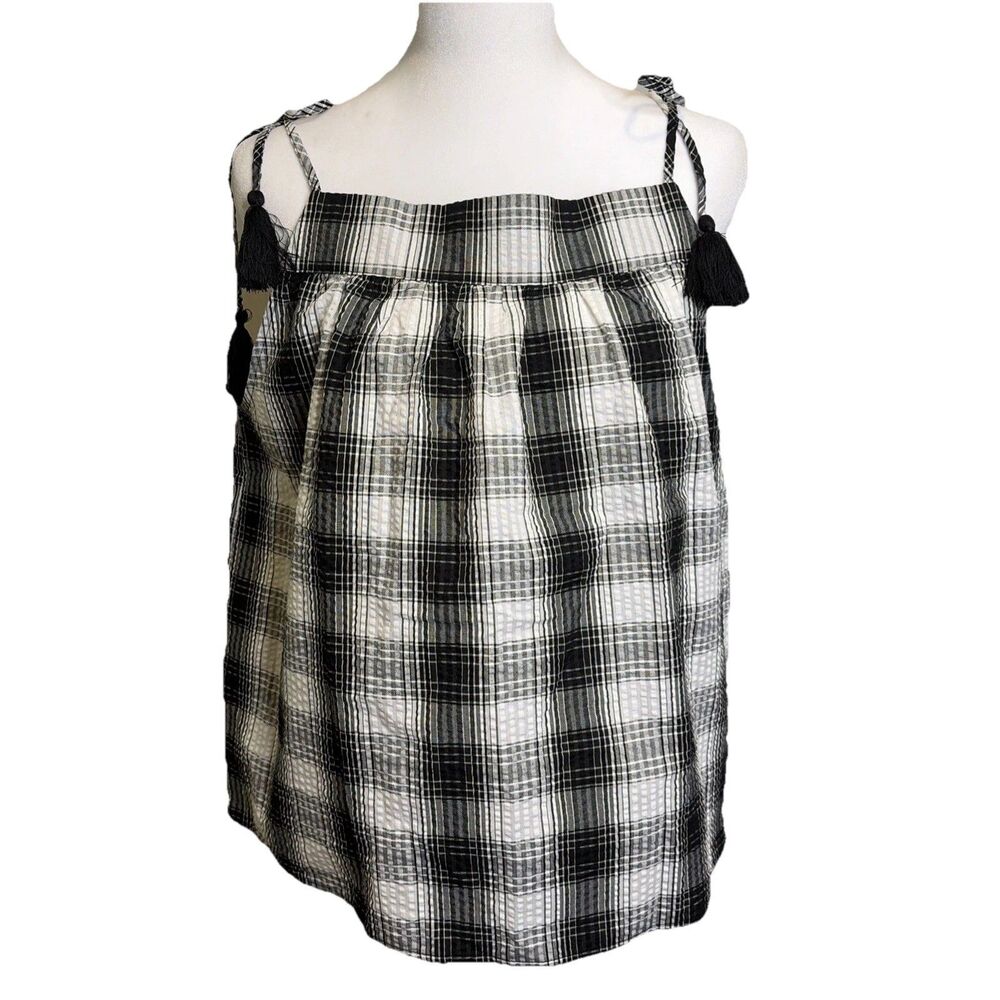 BB Dakota Steve Madden Plaid Tank Top Large NWT Whimsigoth Babydoll Tassel Cami
